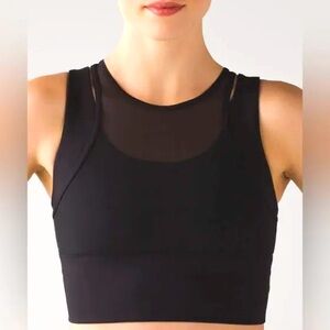 Lululemon “Double Tap II” longline sports bra, all black, size 6